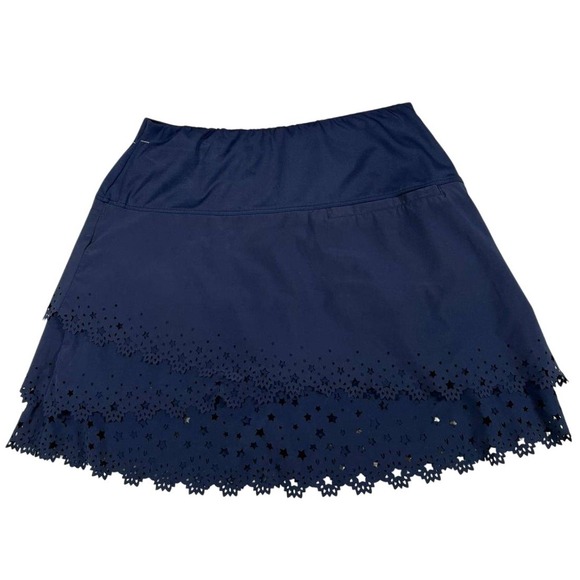 Lucky in Love Athletic Skort Star Cutout Hem Activewear Skirt Layered Navy XS - Picture 8 of 10